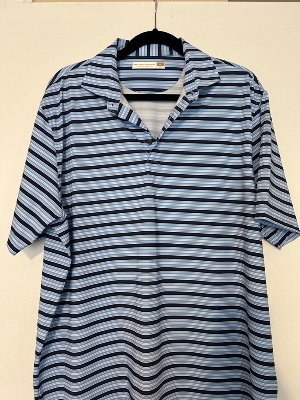 Men's Striped Polo Shirt - Light Blue & Navy